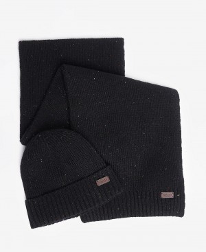 Esarfe Barbati Barbour Carlton Fleck Beanie & Gift Set Negrii | Romania_BAR95307