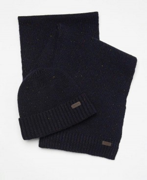 Esarfe Barbati Barbour Carlton Fleck Beanie & Gift Set Bleumarin | Romania_BAR45787