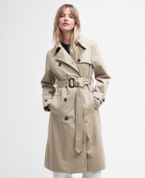 Geaca Dama Barbour Greta Showerproof Trench Albi | Romania_BAR97302