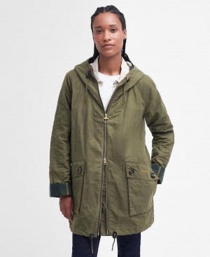 Geaca Dama Barbour Keldy Showerproof Parka Masline Verzi | Romania_BAR60222