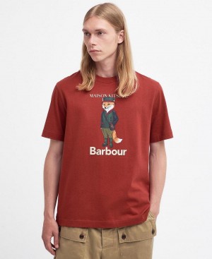 Topuri Barbati Barbour Barbour x Maison Kitsuné Beaufort Fox T-Shirt Rosii | Romania_BAR67648