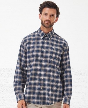 Topuri Barbati Barbour Bowburn Regular Fit Shirt Bleumarin | Romania_BAR20339