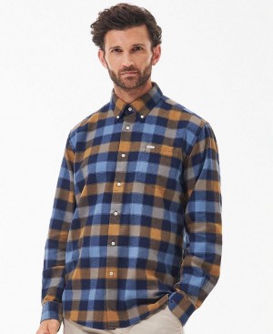 Topuri Barbati Barbour Damfield Regular Fit Shirt Bleumarin | Romania_BAR70676