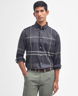 Topuri Barbati Barbour Dunoon Taillored Fit Shirt Negrii | Romania_BAR17440