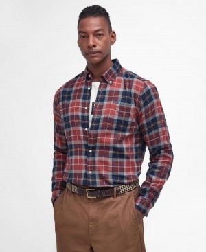 Topuri Barbati Barbour Rasay Tailored Shirt Maro | Romania_BAR60946