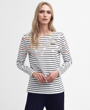 Topuri Dama Barbour Bradley Print T-Shirt Stripes | Romania_BAR75786