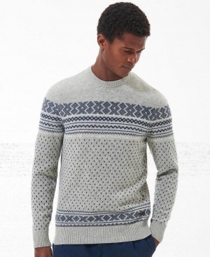 knitwear Barbati Barbour Essential Fairisle Sweatshirt Gri | Romania_BAR22884