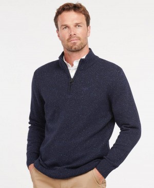 knitwear Barbati Barbour Essential Tisbury Half Zip Sweatshirt Bleumarin | Romania_BAR71697