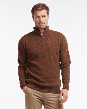 knitwear Barbati Barbour Nelson Essential Half Zip Sweatshirt Bej | Romania_BAR77610