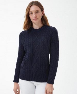 knitwear Dama Barbour Greyling Crew Neck Jumper Bleumarin | Romania_BAR30524