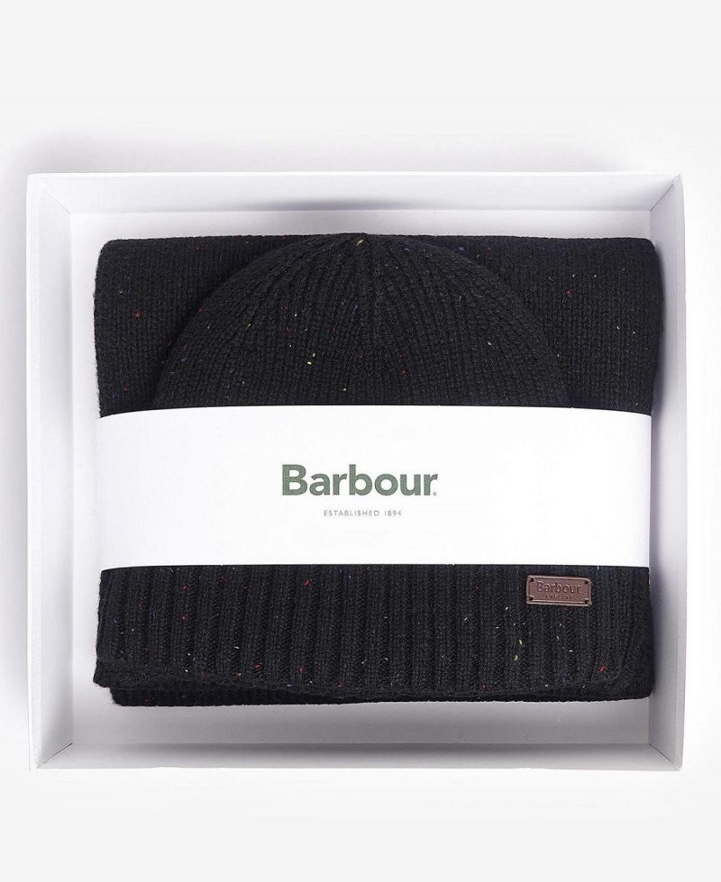 Esarfe Barbati Barbour Carlton Fleck Beanie & Gift Set Negrii | Romania_BAR95307