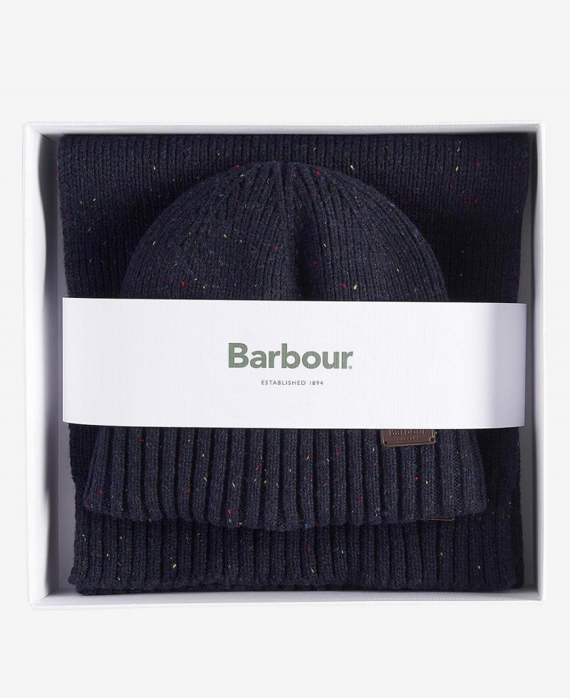 Esarfe Barbati Barbour Carlton Fleck Beanie & Gift Set Bleumarin | Romania_BAR45787