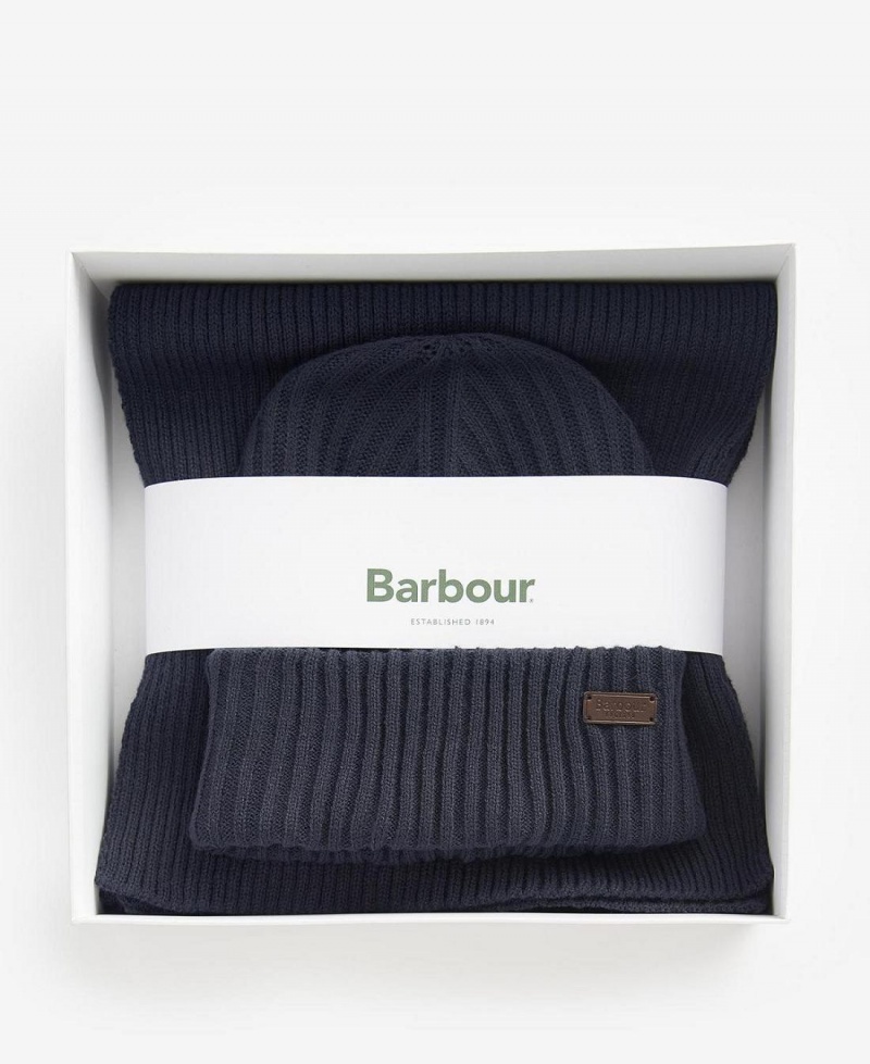 Esarfe Barbati Barbour Crimdon Beanie & Gift Set Albastri | Romania_BAR78636