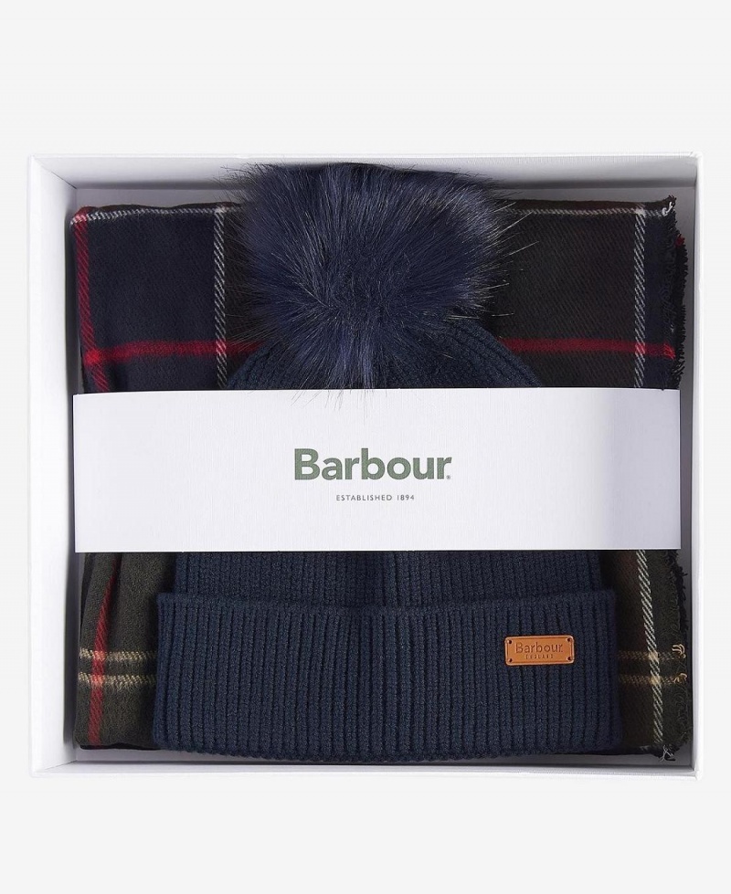 Esarfe Dama Barbour Dover Beanie & Hailes Gift Set Albastri | Romania_BAR44104