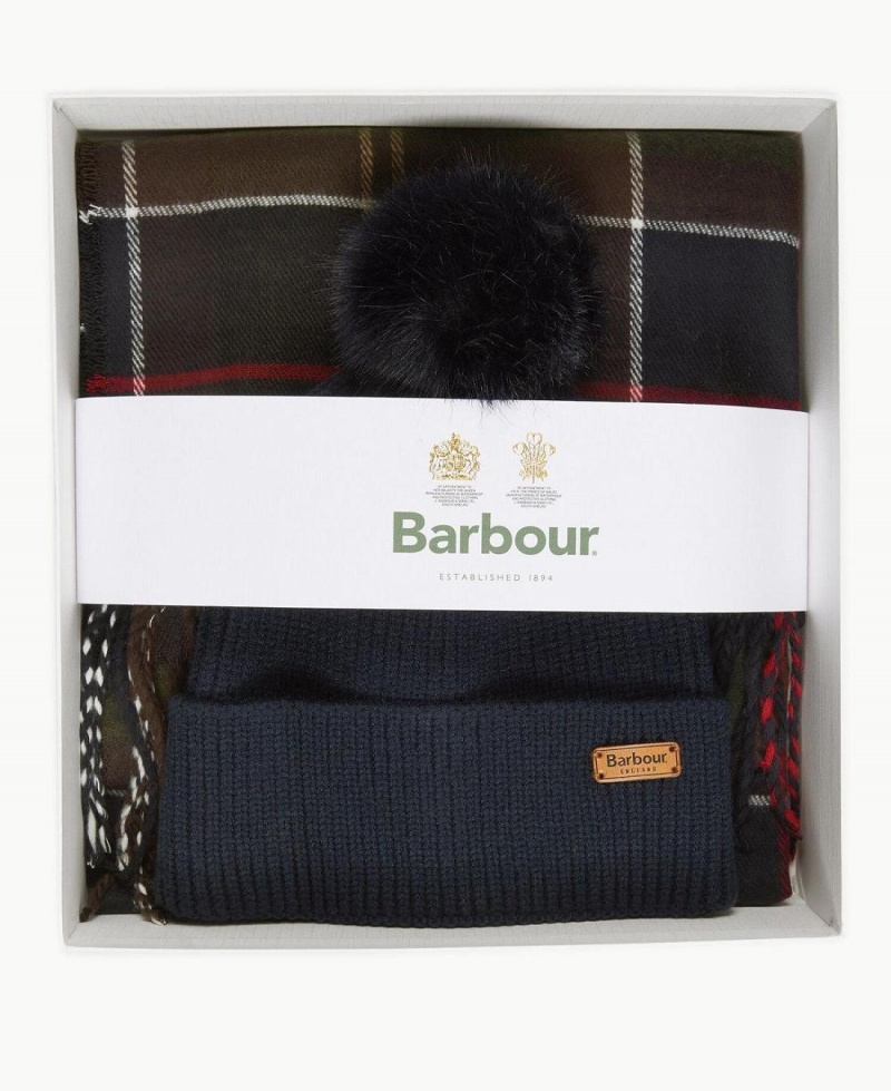 Esarfe Dama Barbour Dover Beanie & Hailes Gift Set Albastri | Romania_BAR44104