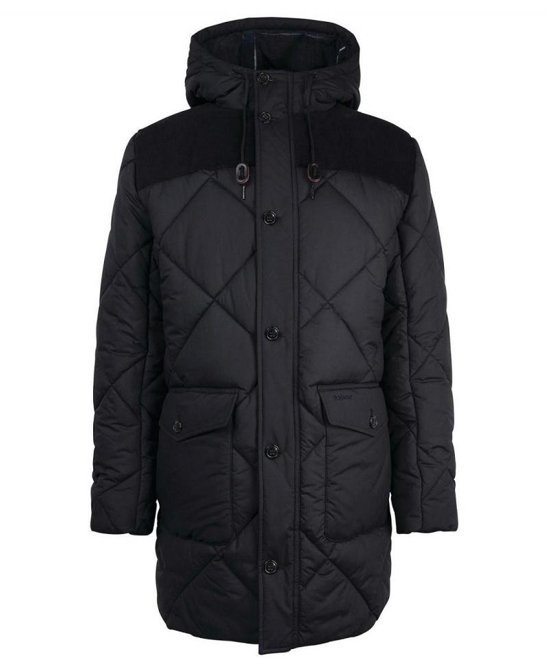 Geaca Barbati Barbour Elmwood Matlasat Parka Negrii | Romania_BAR33268