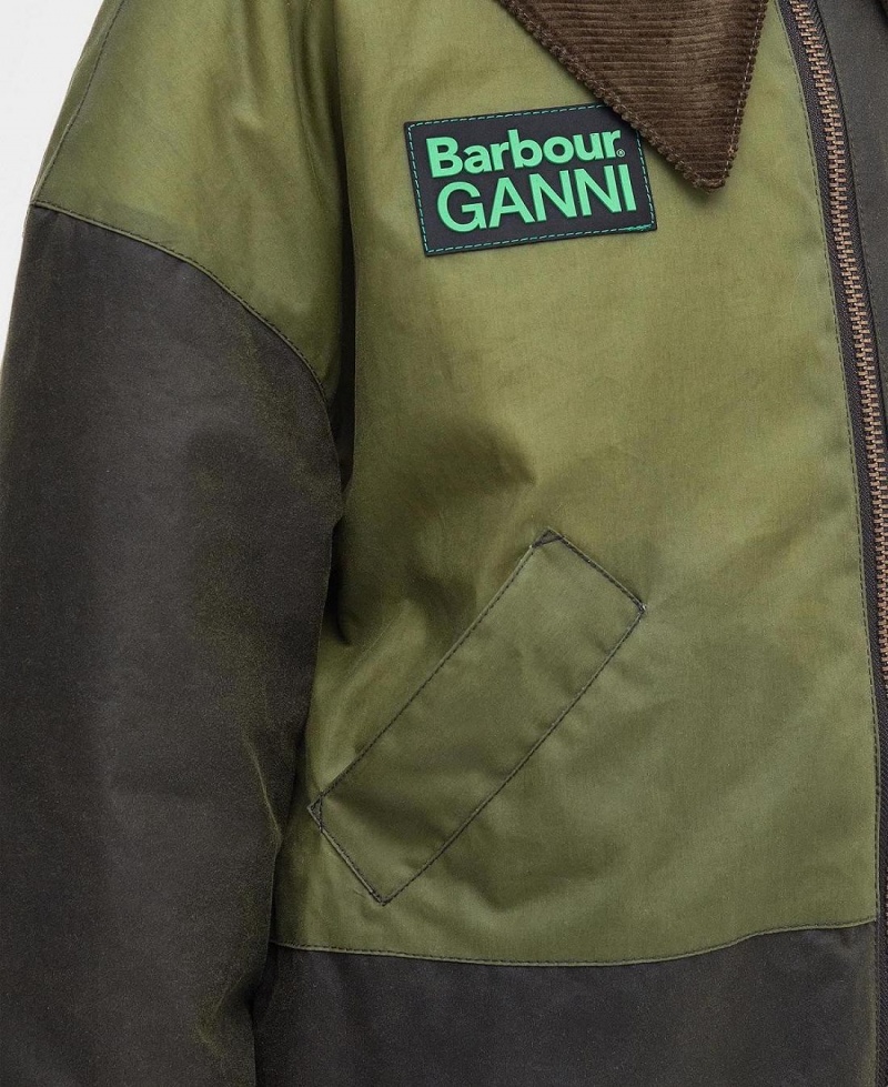 Geaca Dama Barbour Barbour x GANNI Bomber Wax Verzi | Romania_BAR97283