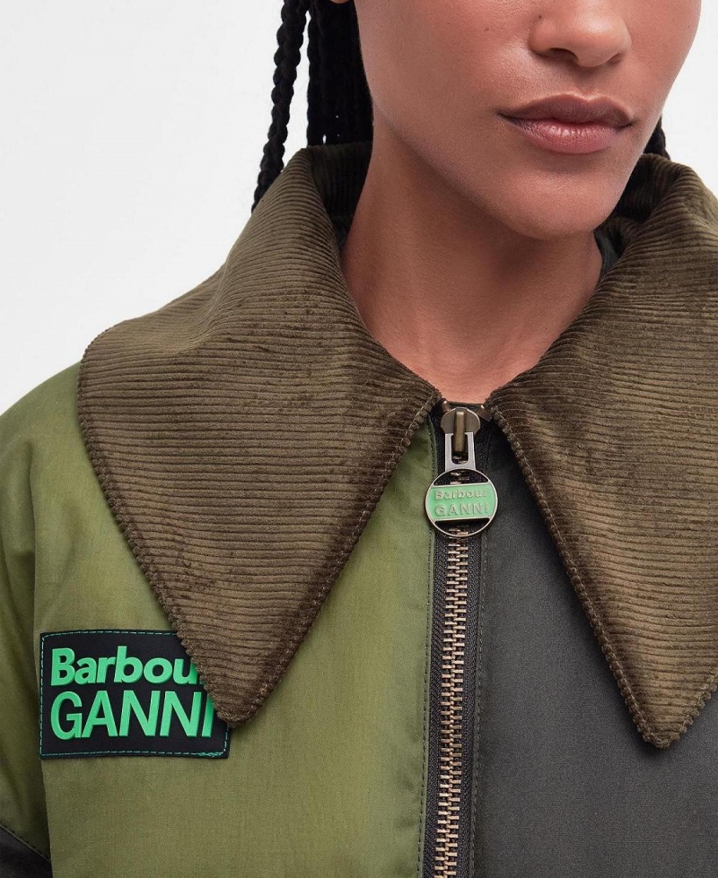 Geaca Dama Barbour Barbour x GANNI Bomber Wax Verzi | Romania_BAR97283