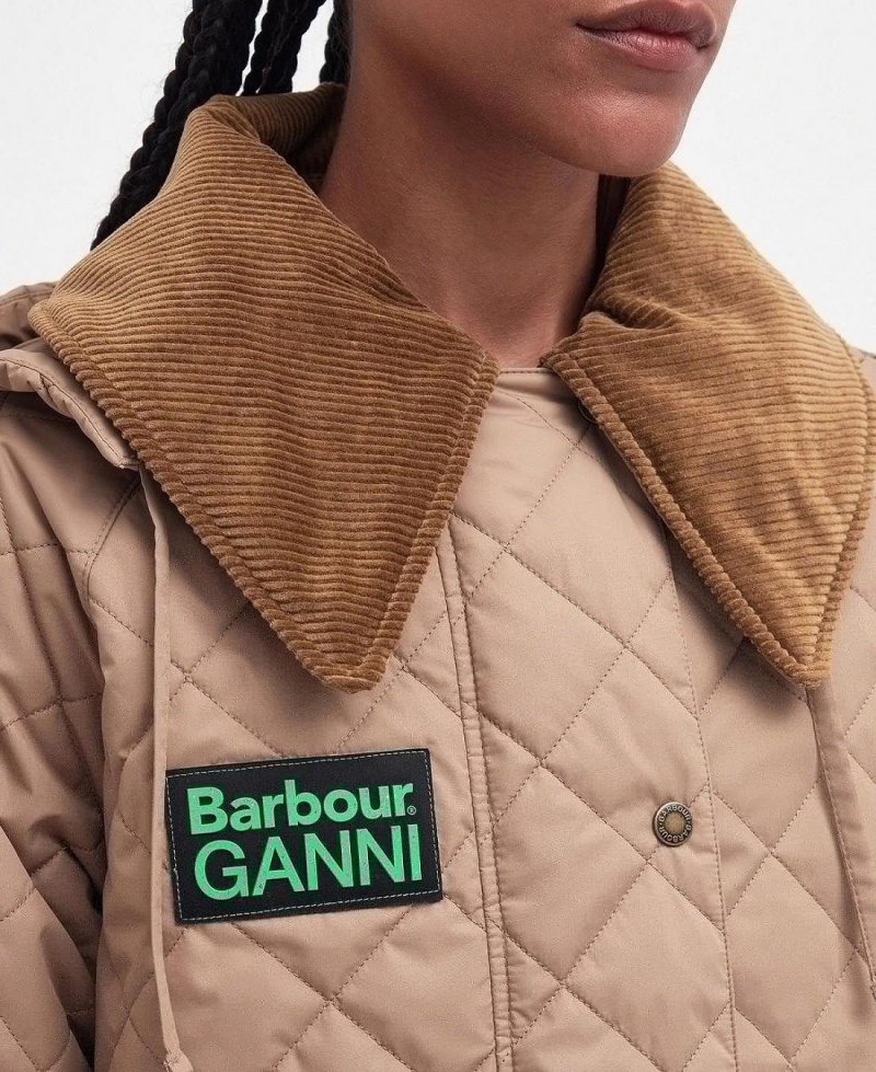 Geaca Dama Barbour Barbour x GANNI Burghley Matlasat Bej | Romania_BAR35944