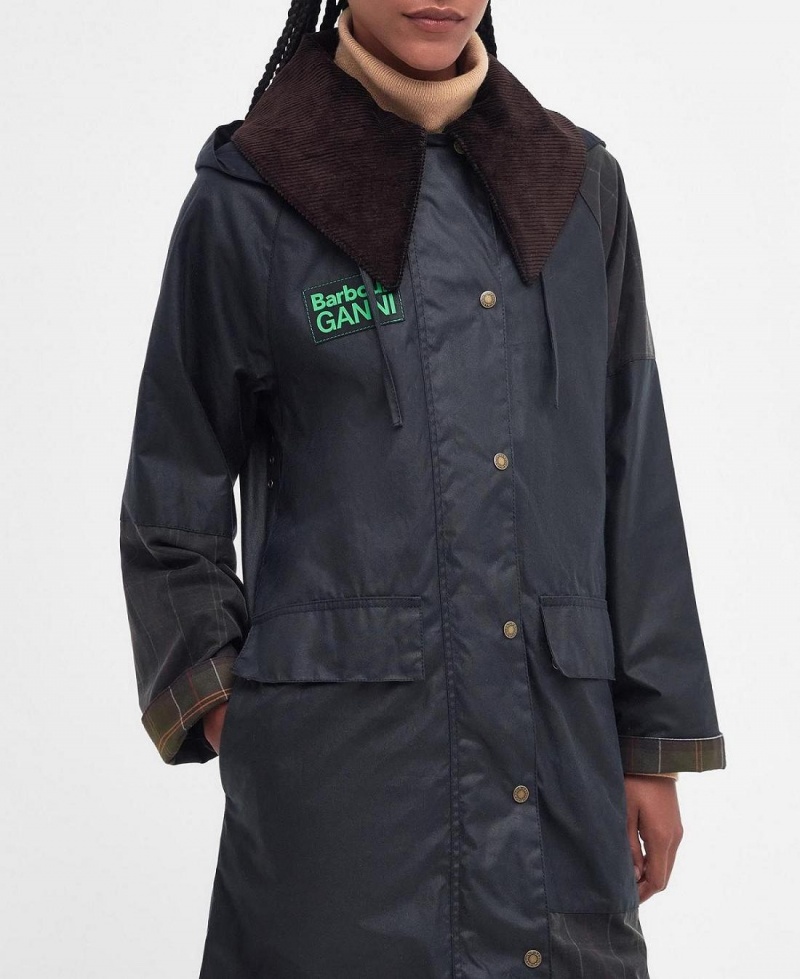 Geaca Dama Barbour Barbour x GANNI Burghley Wax Bleumarin | Romania_BAR96523