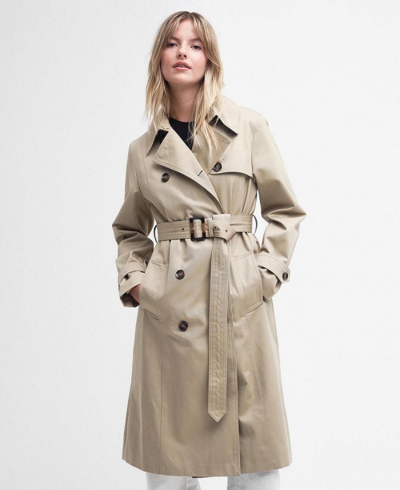 Geaca Dama Barbour Greta Showerproof Trench Albi | Romania_BAR97302