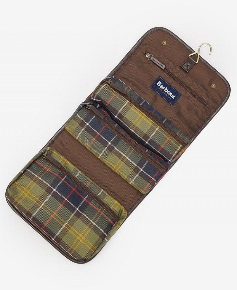 Geanta Barbati Barbour Tartan Hanging Washbag Masline Verzi | Romania_BAR40271