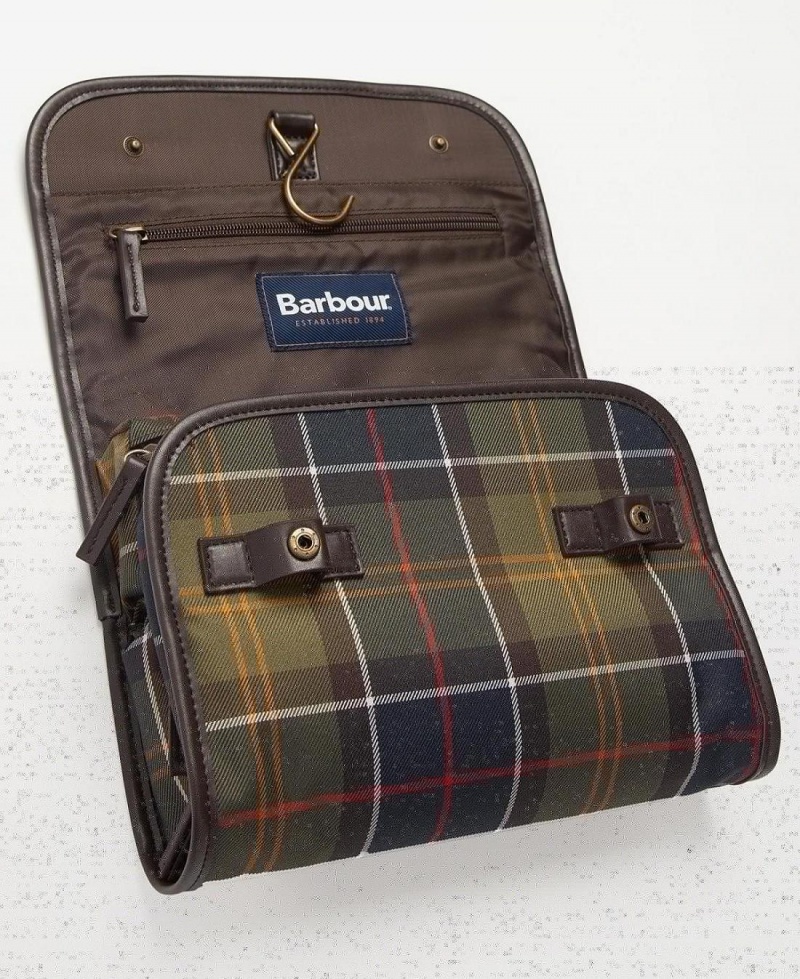 Geanta Barbati Barbour Tartan Hanging Washbag Masline Verzi | Romania_BAR40271