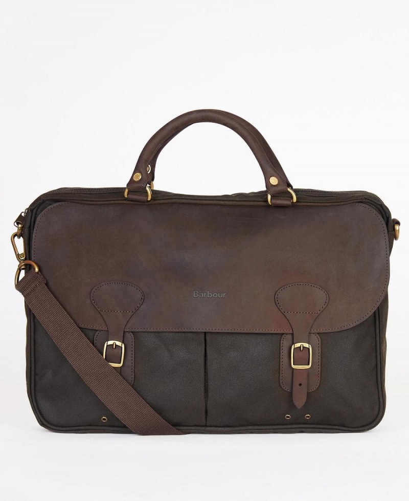 Geanta Barbati Barbour Wax Piele Briefcase Masline Verzi | Romania_BAR14192