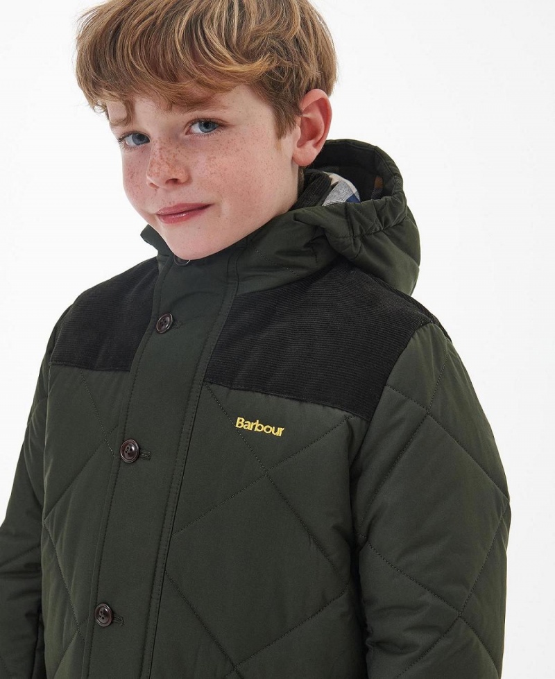 Haine Copii Barbour Boys' Elmwood Matlasat Jacket Verzi | Romania_BAR44979