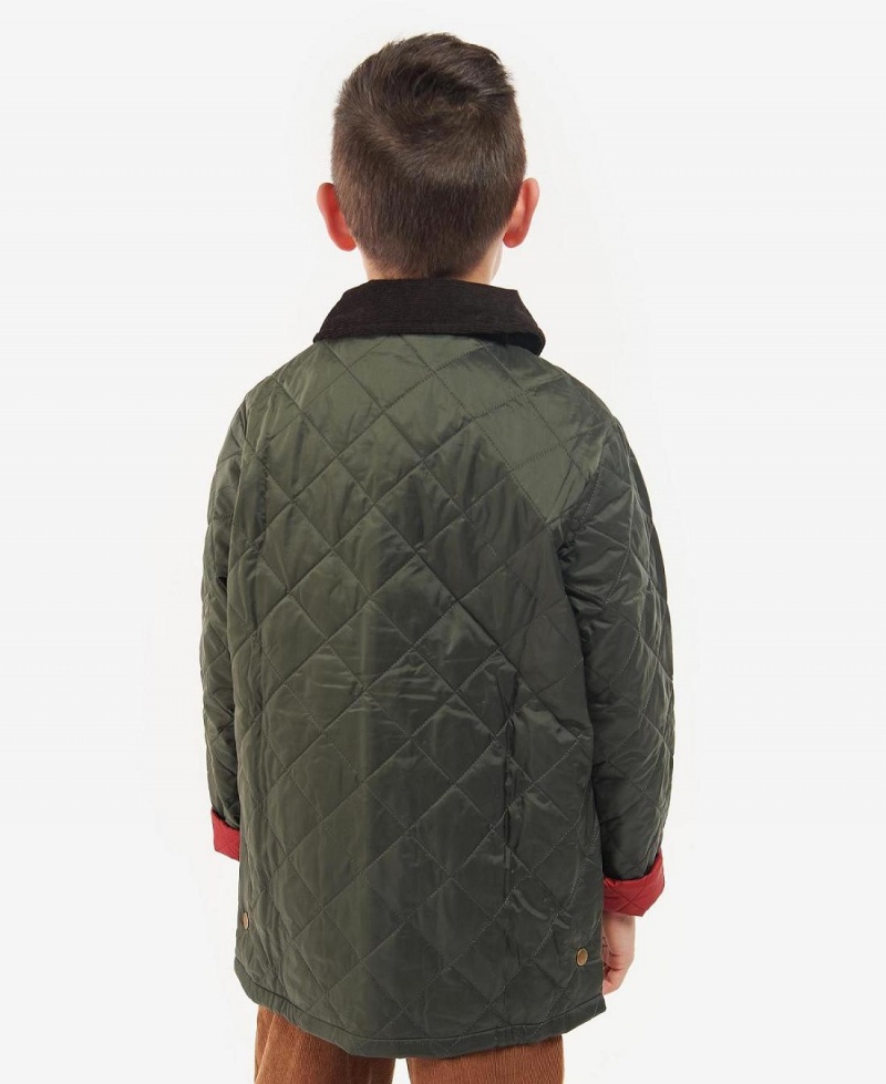 Haine Copii Barbour Boys' Liddesdale® Matlasat Jacket Masline Verzi Rosii | Romania_BAR60019