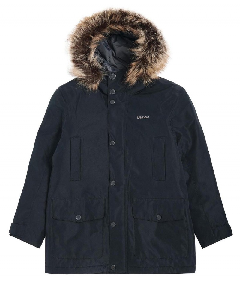 Haine Copii Barbour Boys' Ripley Showerproof Parka Jacket Negrii | Romania_BAR55077