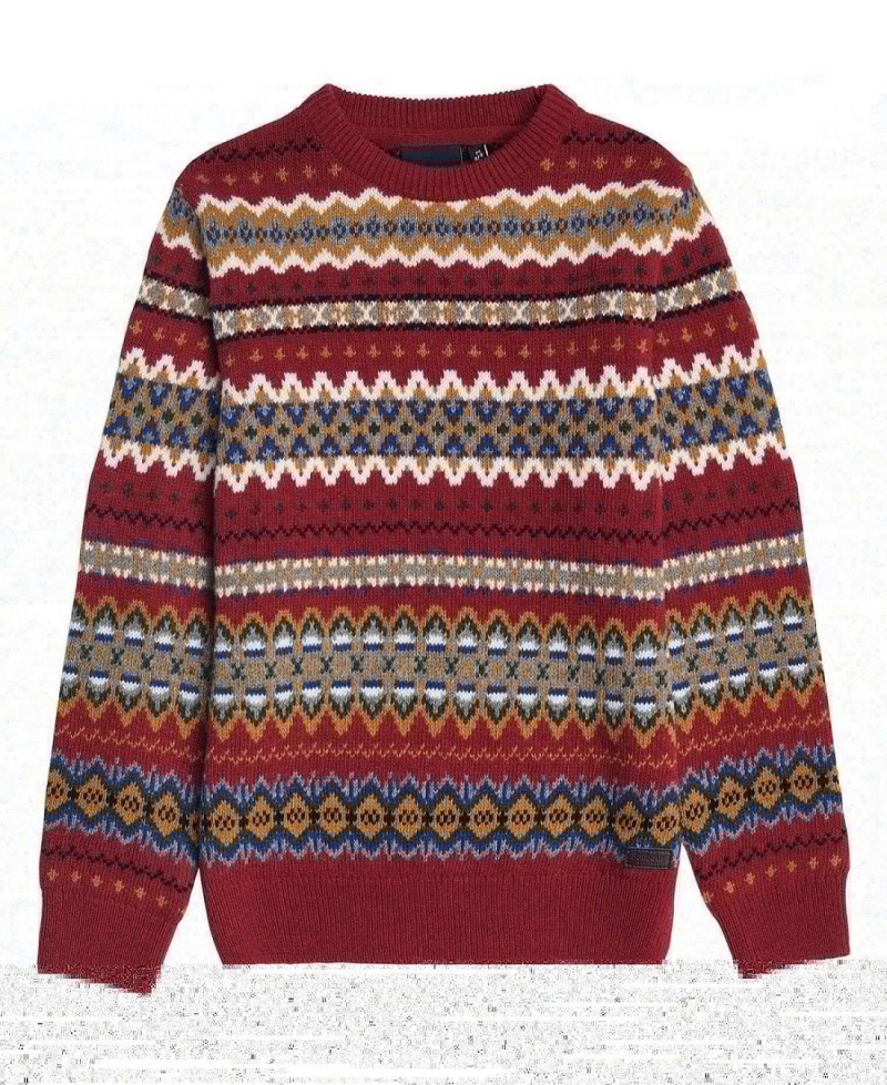 Haine Copii Barbour Boys Case Fairisle Jumper Rosii | Romania_BAR74515