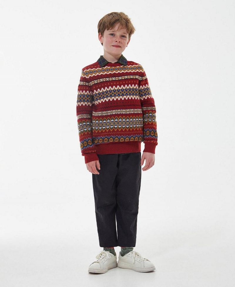 Haine Copii Barbour Boys Case Fairisle Jumper Rosii | Romania_BAR74515