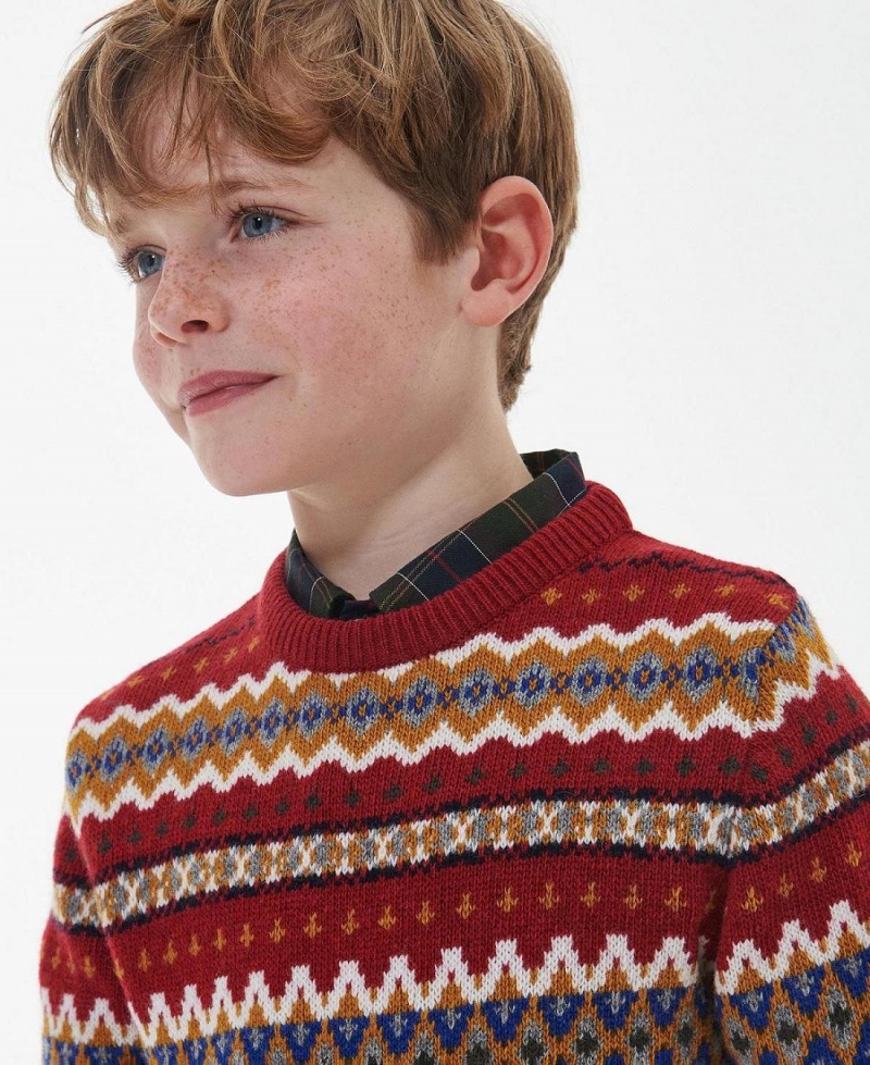 Haine Copii Barbour Boys Case Fairisle Jumper Rosii | Romania_BAR74515