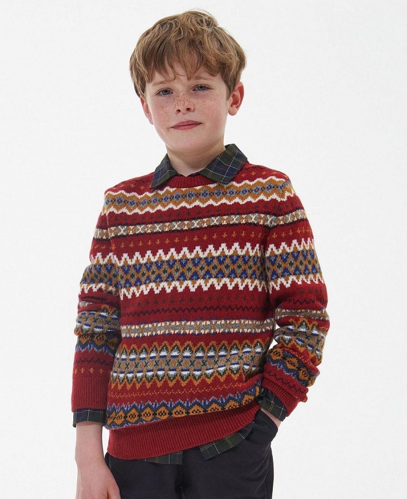 Haine Copii Barbour Boys Case Fairisle Jumper Rosii | Romania_BAR74515