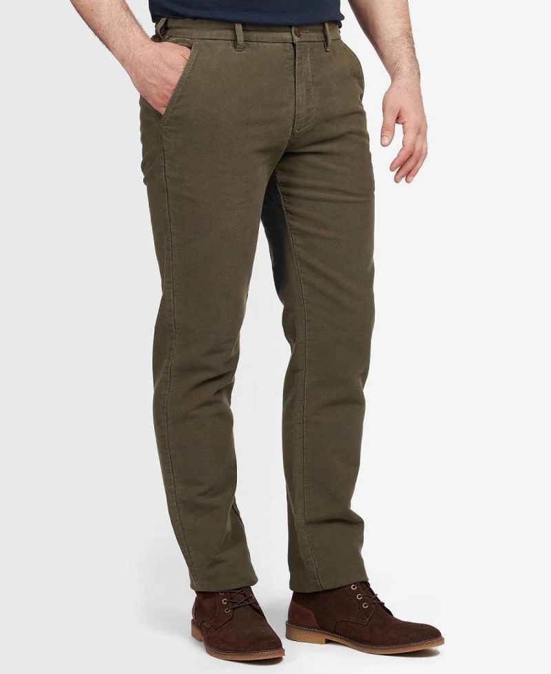 Pantaloni Barbati Barbour Neuston Moleskin Trousers Masline Verzi | Romania_BAR91059