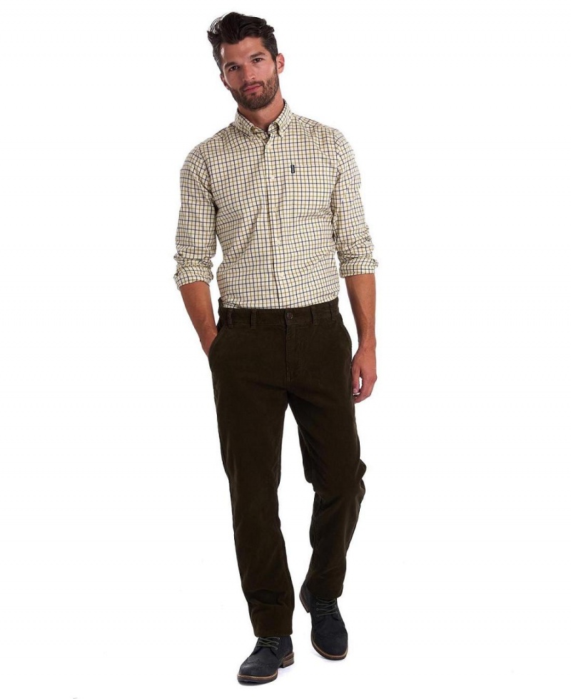 Pantaloni Barbati Barbour Neuston Stretch-Cord Trousers Verzi | Romania_BAR65078