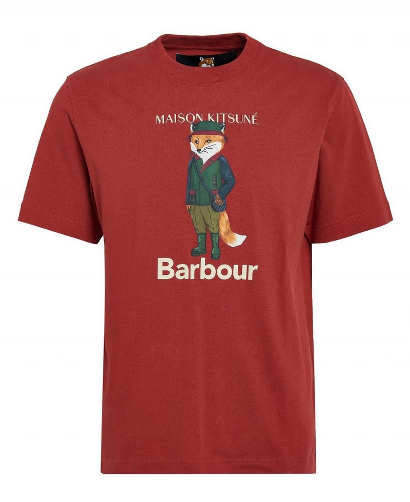 Topuri Barbati Barbour Barbour x Maison Kitsuné Beaufort Fox T-Shirt Rosii | Romania_BAR67648