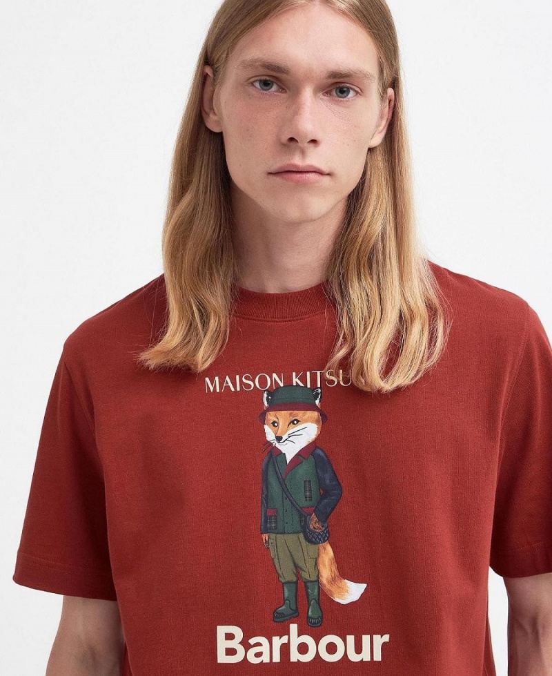 Topuri Barbati Barbour Barbour x Maison Kitsuné Beaufort Fox T-Shirt Rosii | Romania_BAR67648