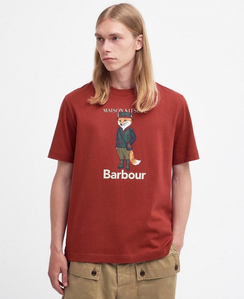 Topuri Barbati Barbour Barbour x Maison Kitsuné Beaufort Fox T-Shirt Rosii | Romania_BAR67648