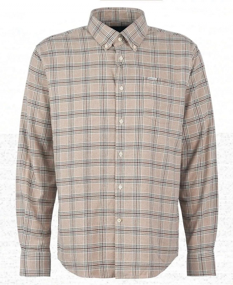 Topuri Barbati Barbour Bowburn Regular Fit Shirt Bej | Romania_BAR51217