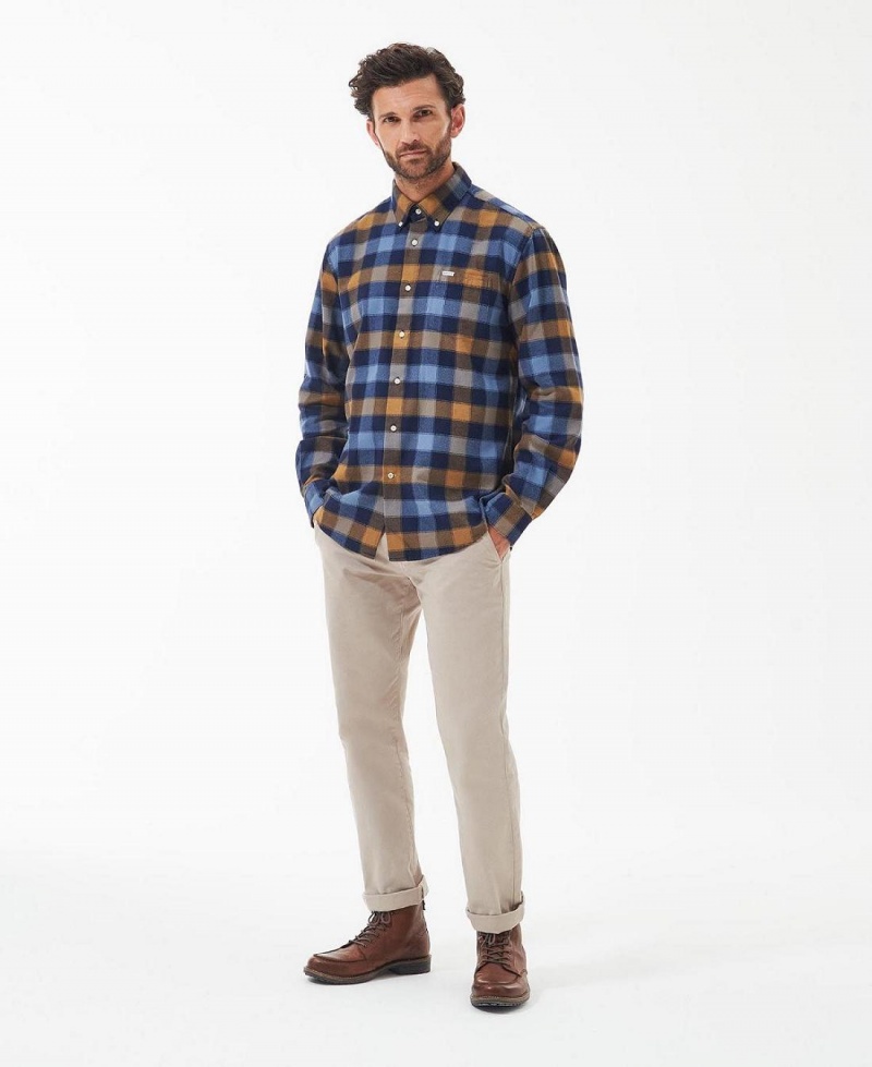 Topuri Barbati Barbour Damfield Regular Fit Shirt Bleumarin | Romania_BAR70676