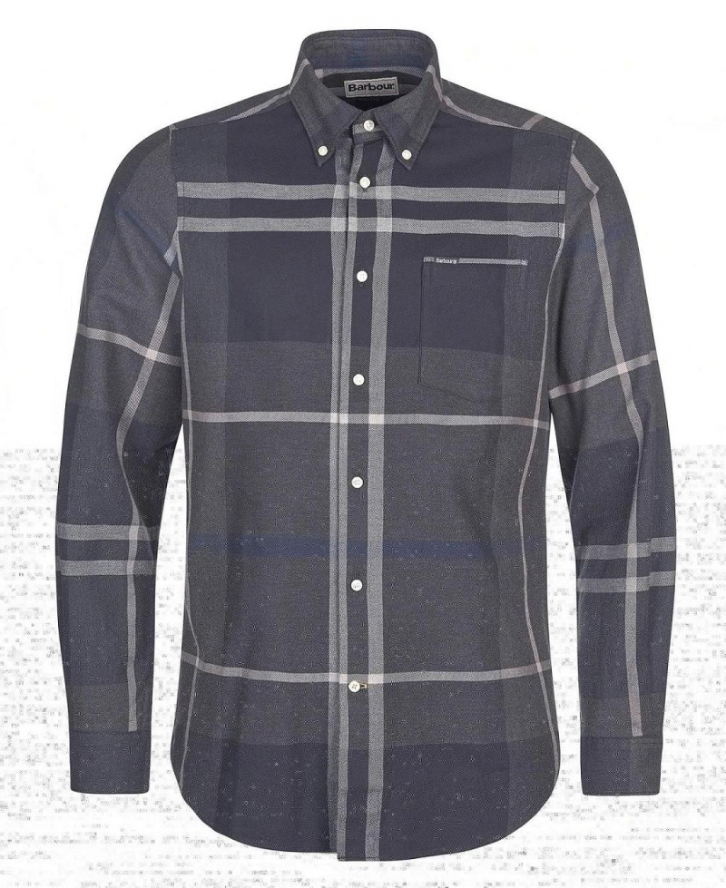 Topuri Barbati Barbour Dunoon Taillored Fit Shirt Negrii | Romania_BAR17440