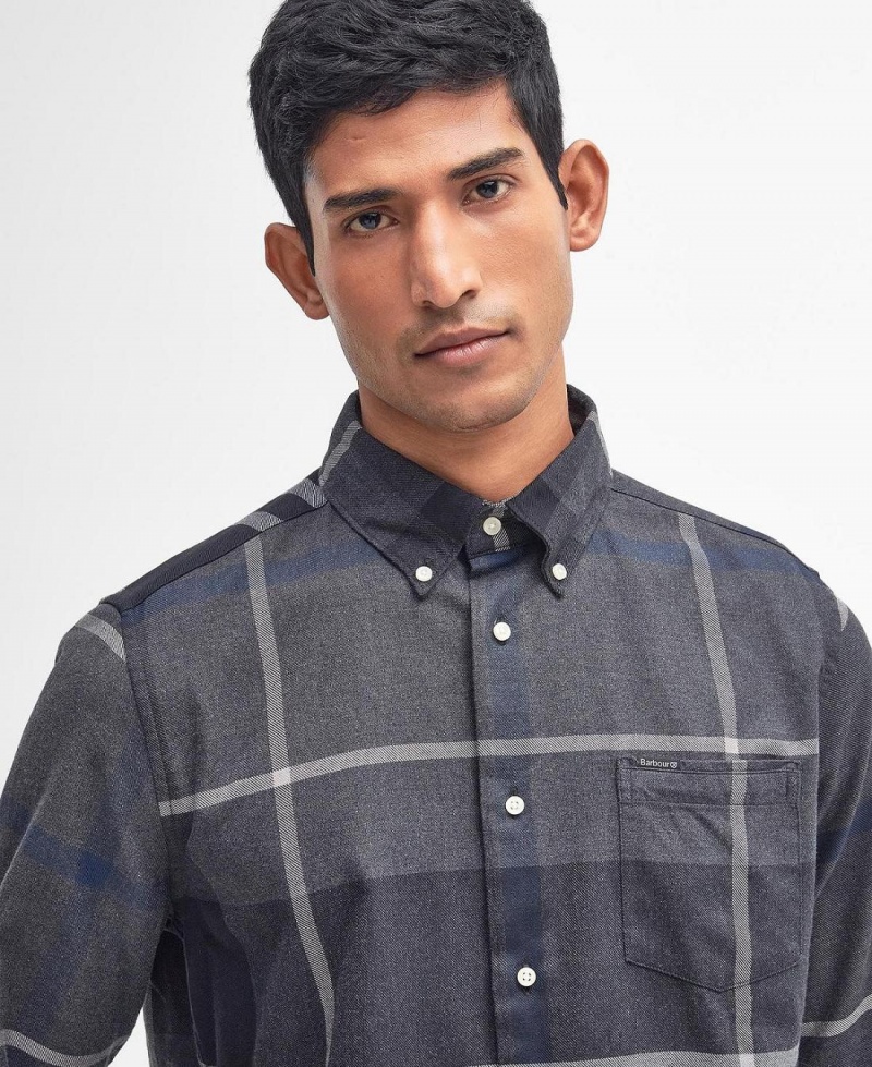 Topuri Barbati Barbour Dunoon Taillored Fit Shirt Negrii | Romania_BAR17440