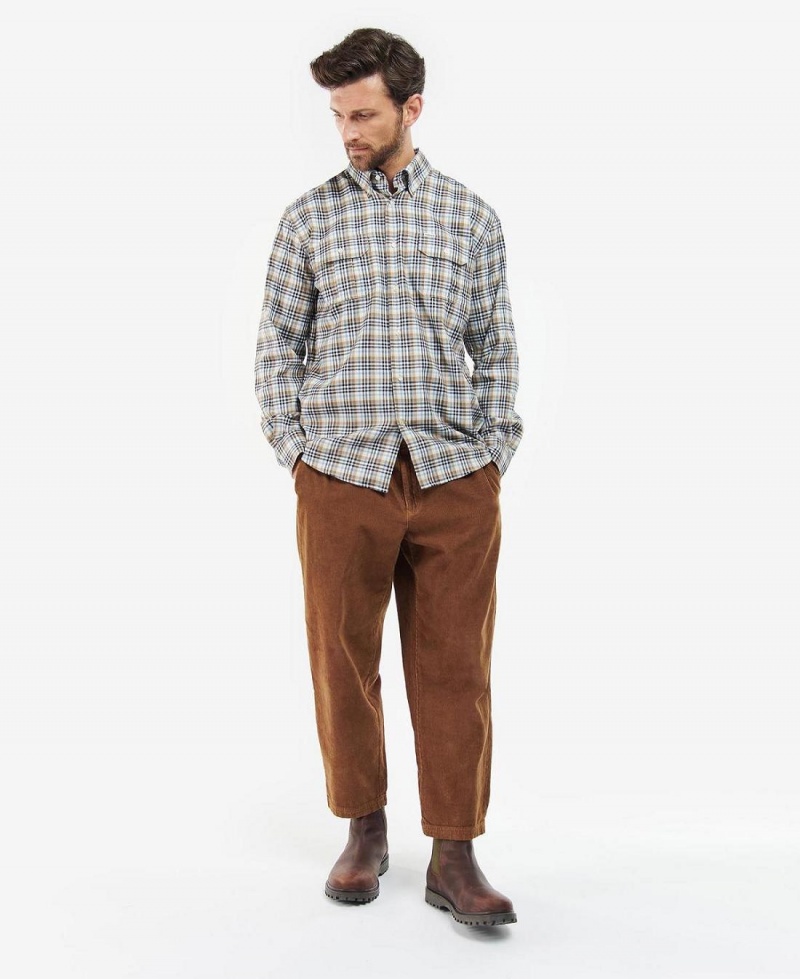 Topuri Barbati Barbour Eastwood Thermo Weave Shirt Albi | Romania_BAR82216