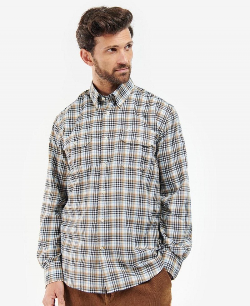 Topuri Barbati Barbour Eastwood Thermo Weave Shirt Albi | Romania_BAR82216