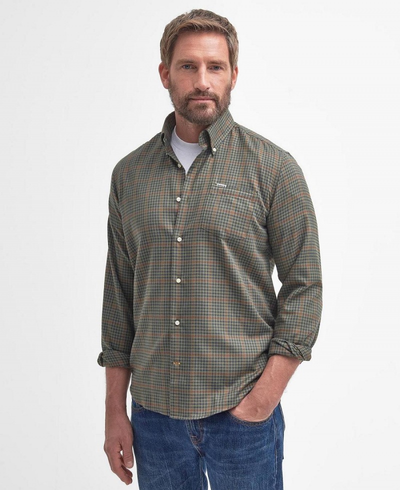 Topuri Barbati Barbour Henderson Thermo Weave Shirt Masline Verzi | Romania_BAR38169