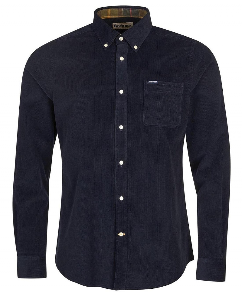 Topuri Barbati Barbour Ramsey Tailored Fit Shirt Bleumarin | Romania_BAR31295