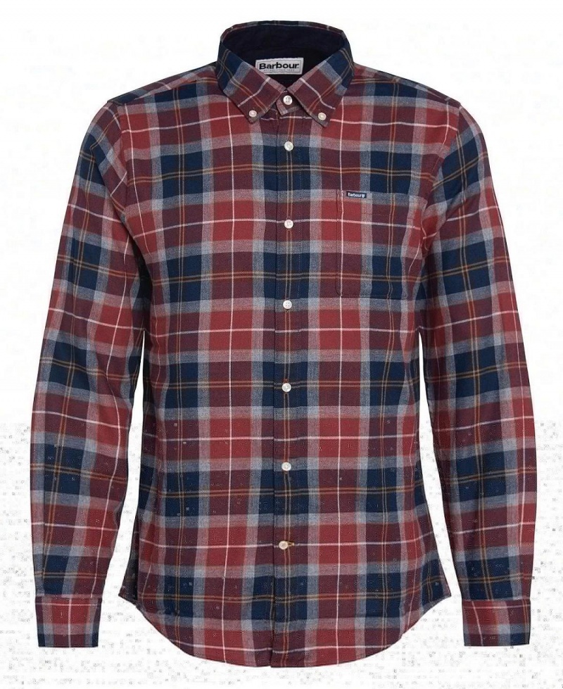 Topuri Barbati Barbour Rasay Tailored Shirt Maro | Romania_BAR60946