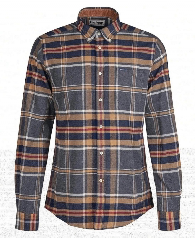 Topuri Barbati Barbour Ronan Tailored Fit Check Shirt Maro | Romania_BAR83706